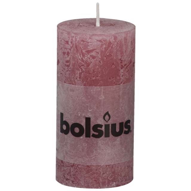 Świeca pieńkowa "Rustic", różowa blada, Bolsius, 100/50 mm