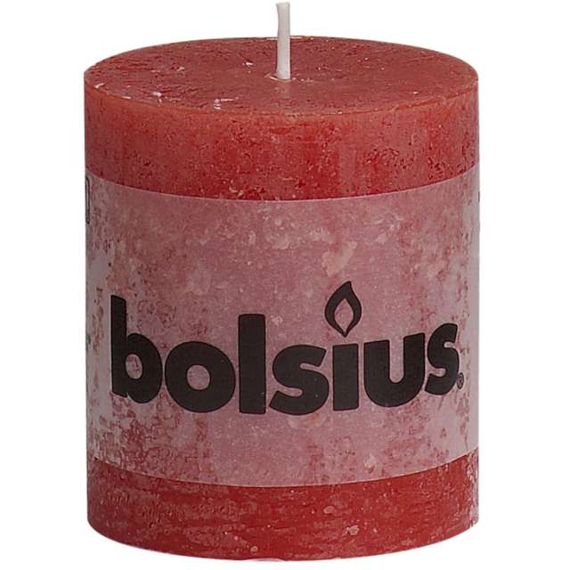 Świeca pieńkowa "Rustic", czerwona, Bolsius, 80/68 mm