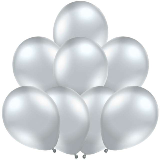 Balony "Glossy", srebrne, BELBAL, 12", 8 szt
