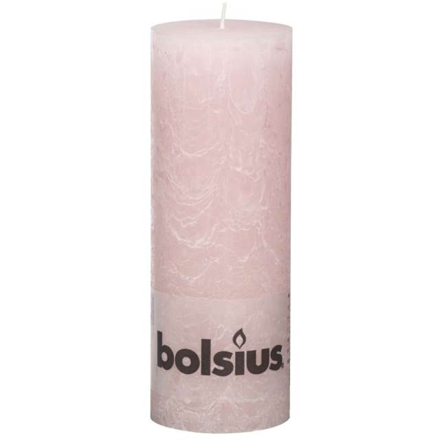 Świeca pieńkowa "Rustic", różowy pastel, Bolsius, 190/68 mm