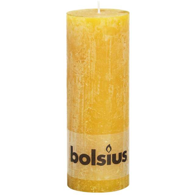Świeca pieńkowa "Rustic", żółta, Bolsius, 190/68 mm