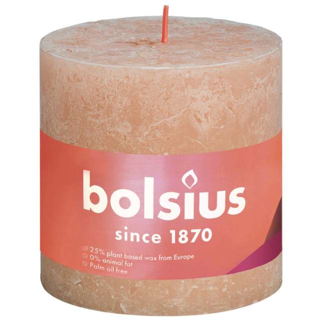 Świeca pieńkowa "Rustic", różowy mglisty, Bolsius, 100/100 mm