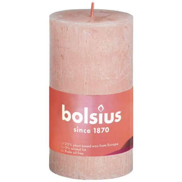 Świeca pieńkowa "Rustic", różowy mglisty, Bolsius, 100/50 mm
