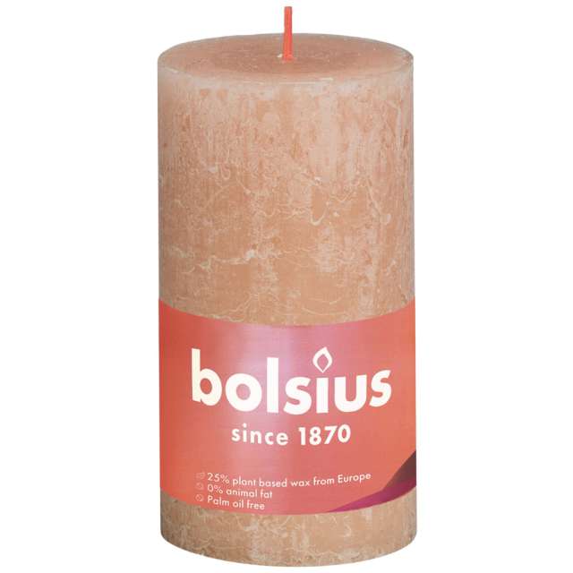 Świeca pieńkowa "Rustic", różowy mglisty, Bolsius, 130/68 mm