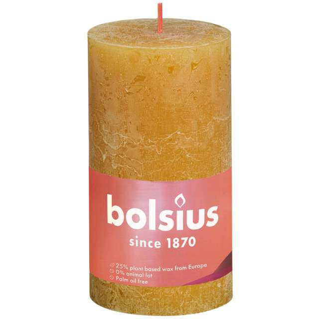 Świeca pieńkowa "Rustic", żółty miodowy, Bolsius, 130/68 mm