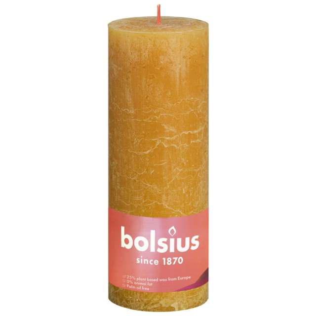 Świeca pieńkowa "Rustic", żółty miodowy, Bolsius, 190/68 mm