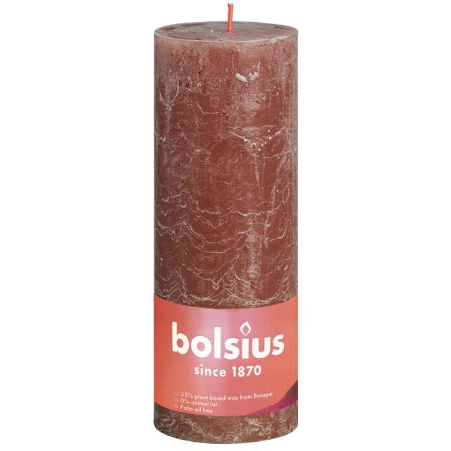 Świeca pieńkowa "Rustic", brązowy zamszowy, Bolsius, 190/68 mm