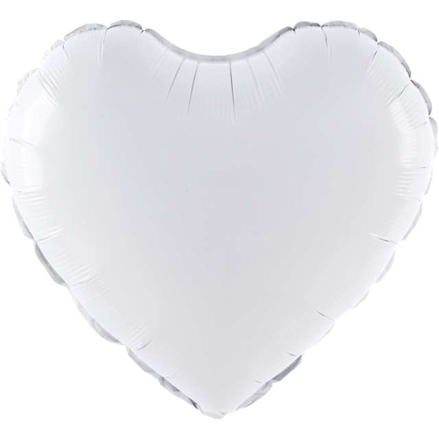 Balon foliowy "Serce", biały, 18 cali, PartyPal, HRT