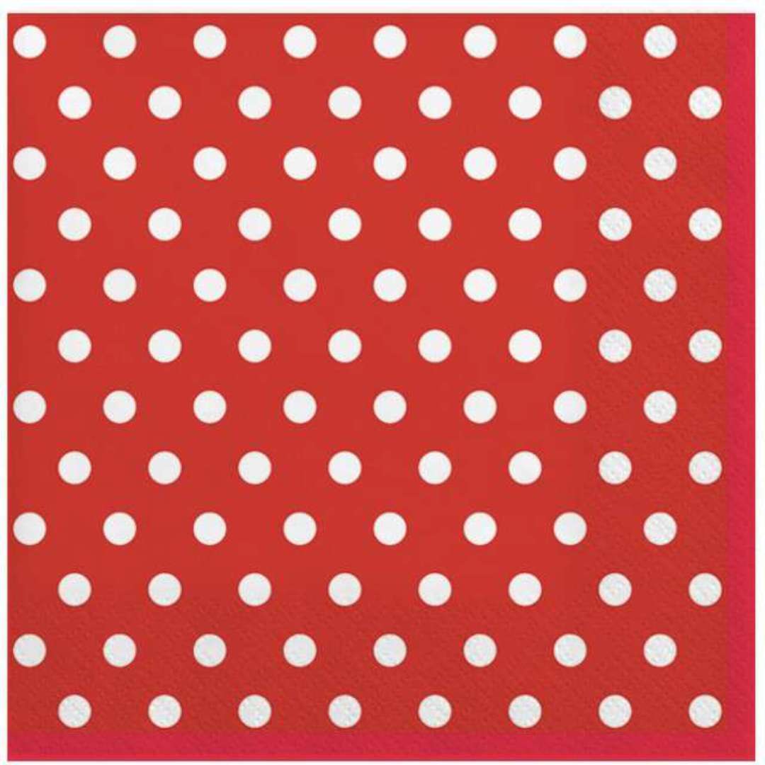 Serwetki "Kropki duże", czerwone, PartyPal, 33 cm, 10 szt