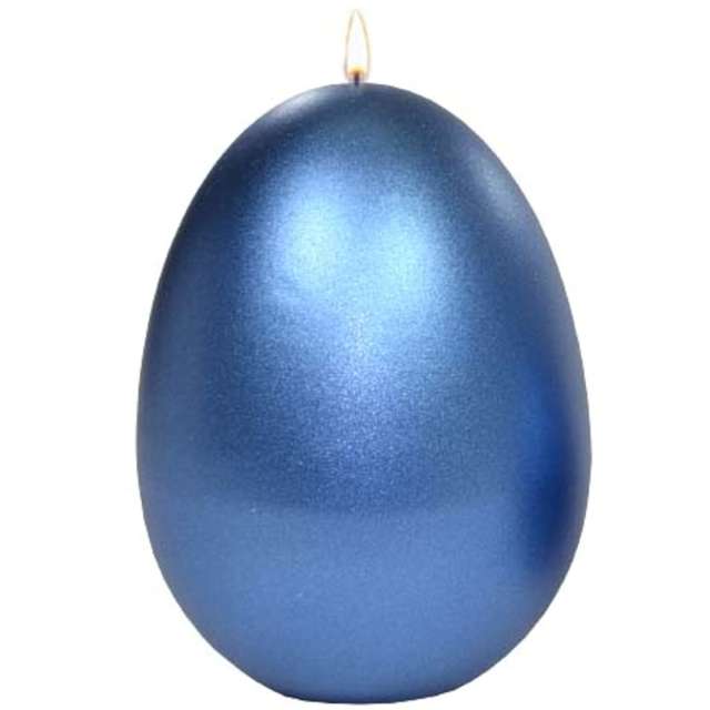 Świeca "Wielkanocne jajko metalic", niebieska, Adpal, 14cm