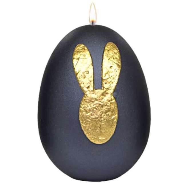 Świeca "Wielkanocne jajko z króliczkiem", czarna, Adpal, 9cm