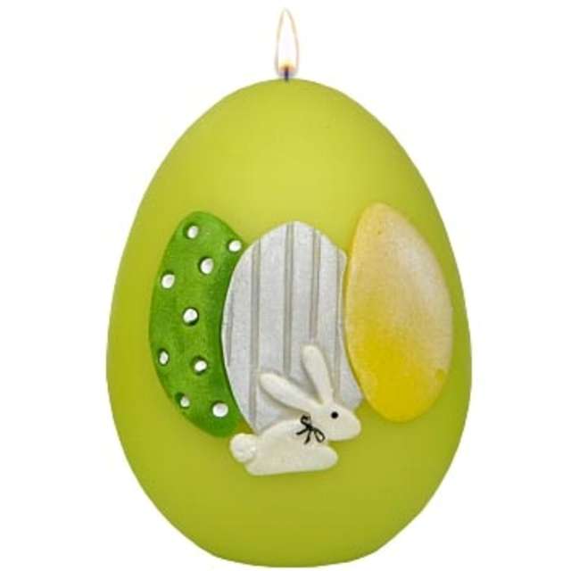 Świeca "Wielkanocne jajko z pisankami", zielona, Adpal, 9cm