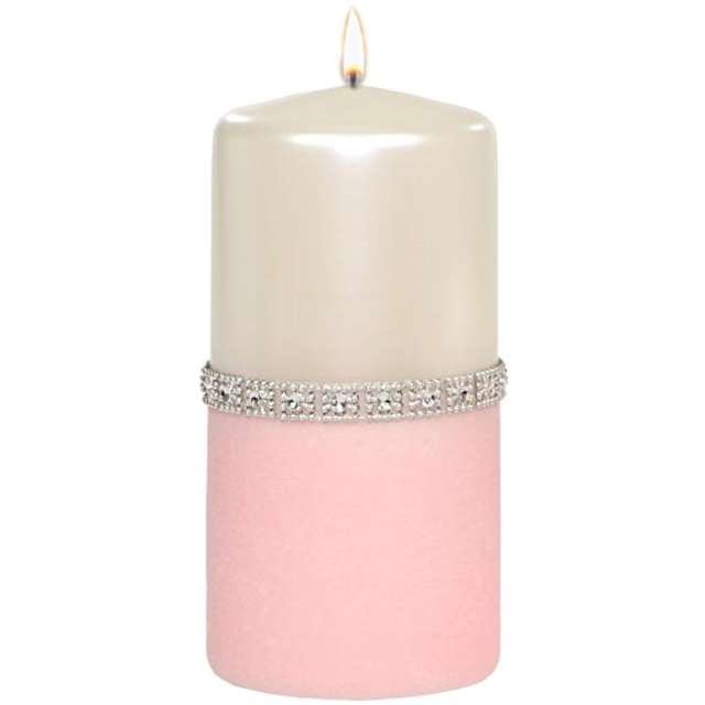 Świeca pieńkowa "Diament", perłowo-różowa, Adpal, 150/70 mm