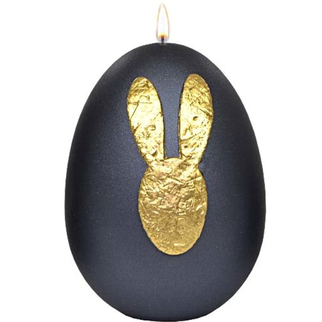 Świeca "Wielkanocne jajko z króliczkiem", czarna, Adpal, 14cm