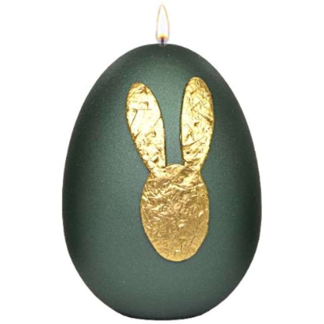 Świeca "Wielkanocne jajko z króliczkiem", zielona, Adpal, 140/100 mm