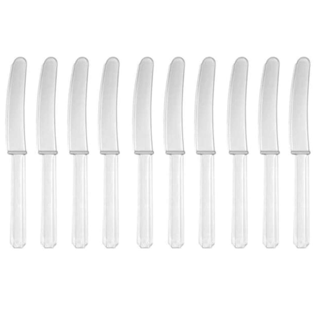 Noże plastikowe, przeźroczyste, AMSCAN, 17 cm, 10 szt