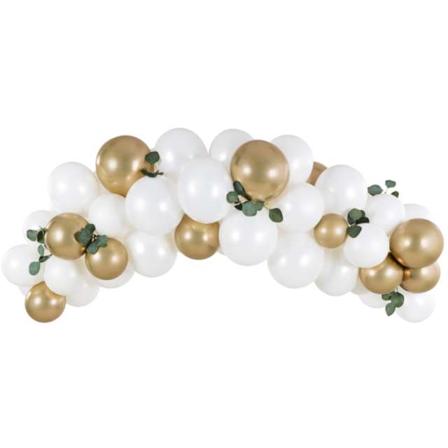 Girlanda balonowa "Wesele w ogrodzie", biało-złota, PartyDeco, zestaw 60szt