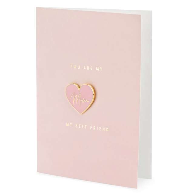 Kartka okolicznościowa "Dzień Matki - Best Friend z kopertą, różowa, PartyDeco, 10.5 x 14.8 cm