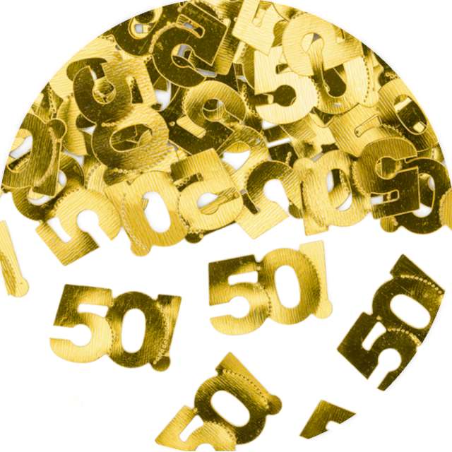 Konfetti "Metalizowane - Liczba 50", złote, PartyDeco, 15 g