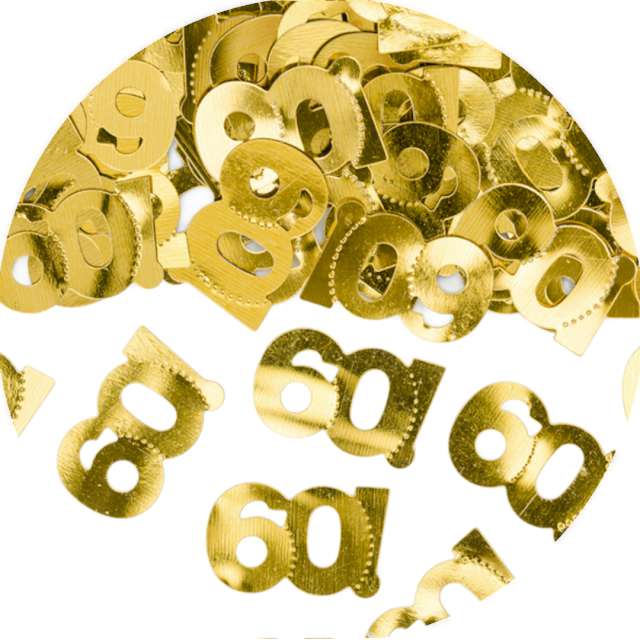 Konfetti "Metalizowane - Liczba 60", złote, PartyDeco, 15 g