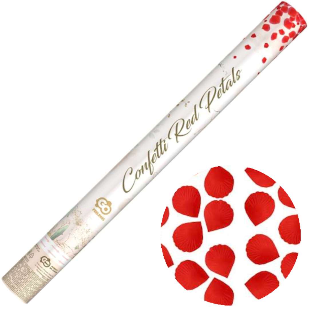 Tuba konfetti "Płatki Róż", czerwone, Godan, 60 cm