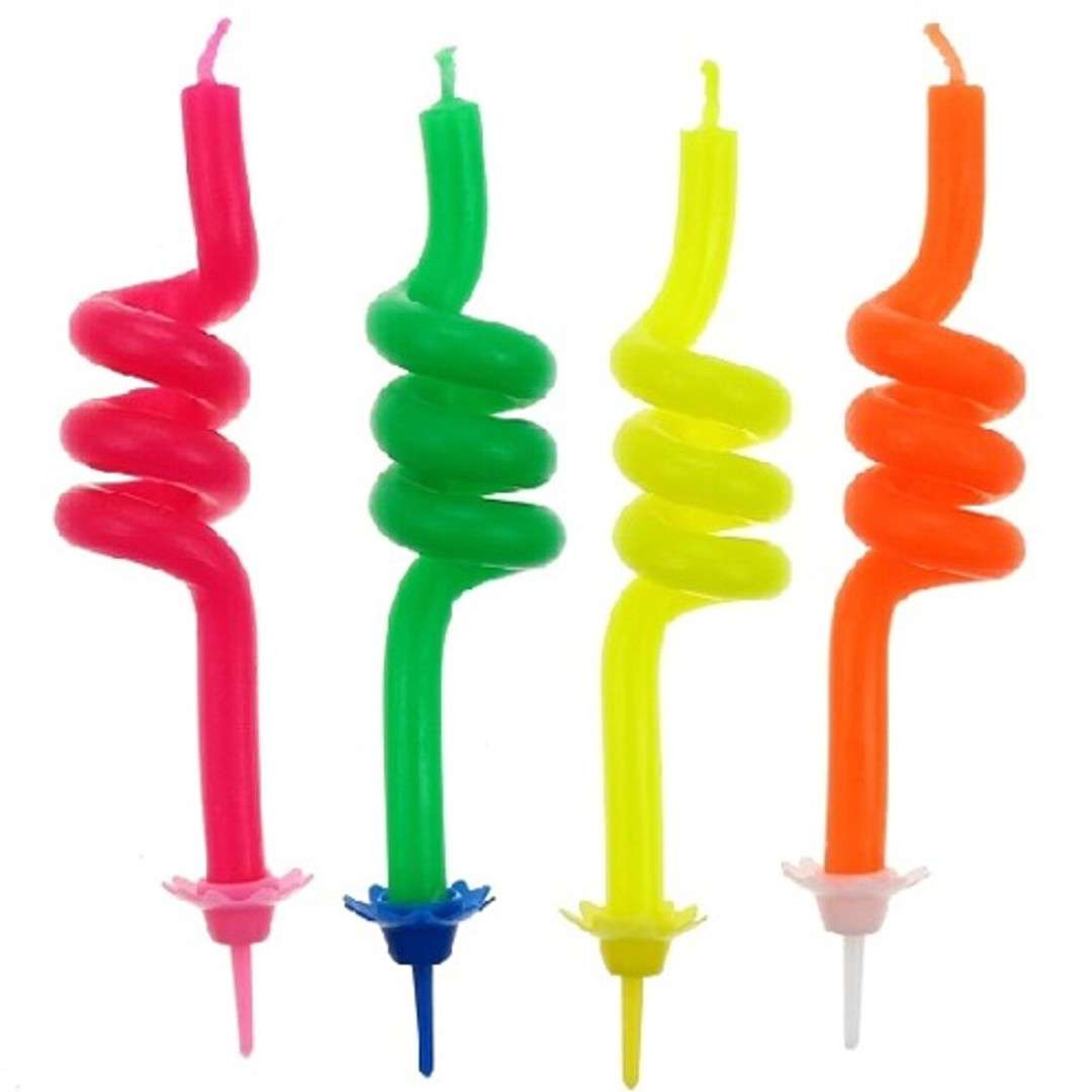 Świeczki urodzinowe "Kolorowe spirale", mix, Godan, 4 szt