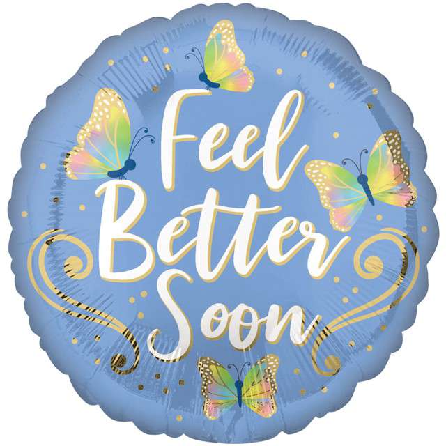 Balon foliowy "Motyle - Feel Better Soon!", Amscan, 16", RND