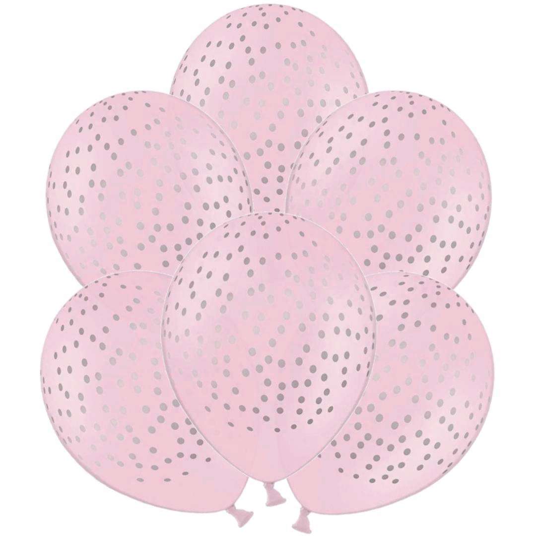 Balony "Kropki", pastel różowe, STRONG, 12", 6 szt
