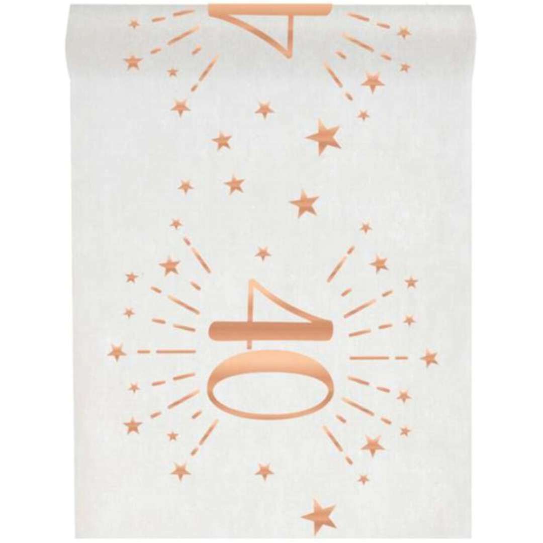 Bieżnik "40 urodziny - różowe-złoto, biały", SANTEX, 500 x 30 cm