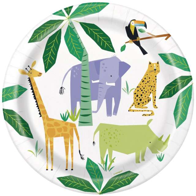 Talerzyki papierowe "Animal Safari", kolorowe, Godan, 23 cm, 8 szt.