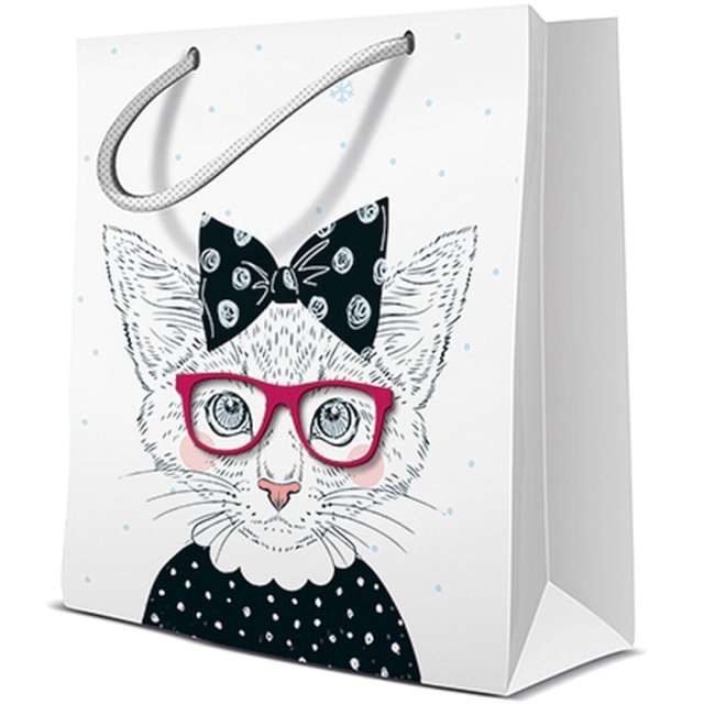 Torebka prezentowa "Kotek w okularach", PAW, 20x25 cm