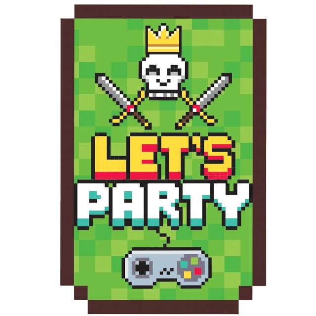 Zaproszenia urodzinowe " Lets party ", zielone, Godan, 6 sztuk