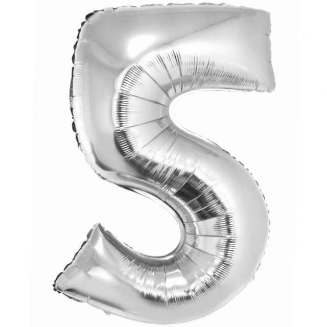 Balon foliowy "Smart - Cyfra 5", srebrny, Godan, 30", SHP