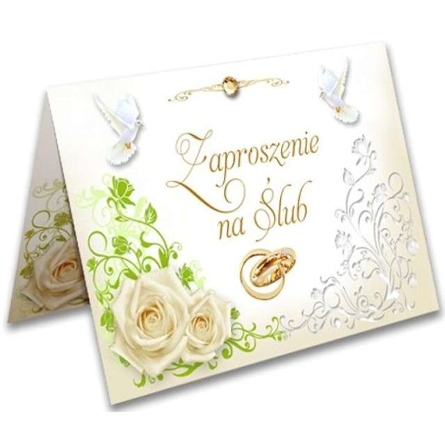 Zaproszenia z kopertą "Ślub: dwa gołąbki", Dekoracje Polska, 10 szt