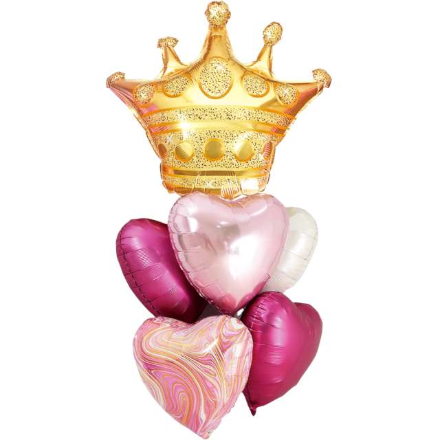 Balony "Zestaw Imprezowy z koroną", złoto-różowy, Partypal