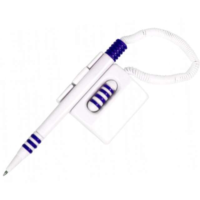Długopis "Na sprężynie, leżący", biało-niebieski, D.RECT AT-15