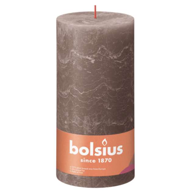 Świeca pieńkowa "Rustic", taupe, Bolsius, 200/100 mm