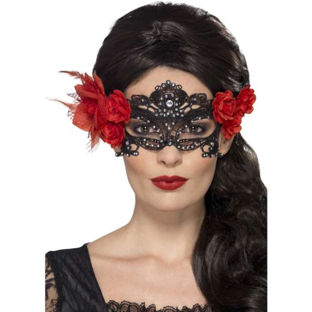 Maska "Święto Zmarłych - Tajemnicza Lady", czarna, Smiffys
