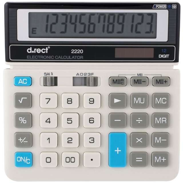 Kalkulator biurowy "Classic Lux", szary, D.RECT No 2220