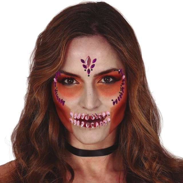 Make-up party "Kryształki na twarz czaszka", kolorowe, Guirca