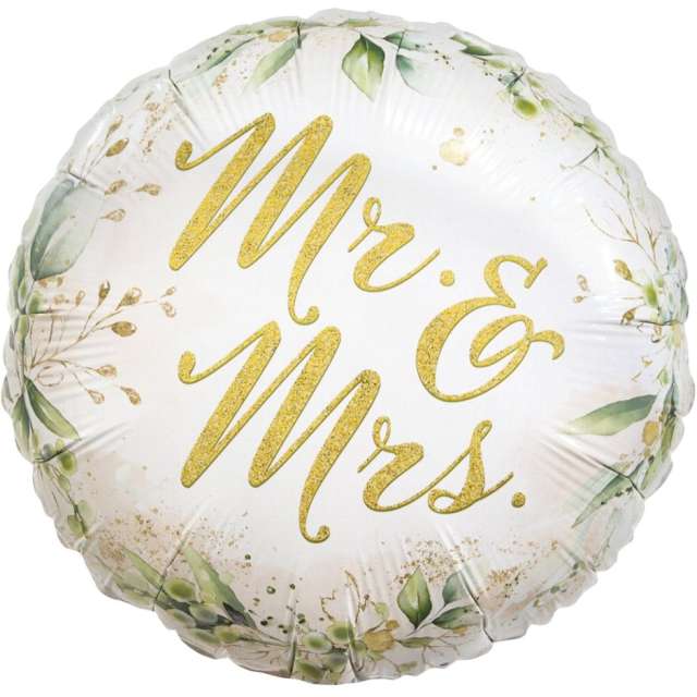 Balon foliowy Mr and Mrs - Gold biały Godan 18 RND