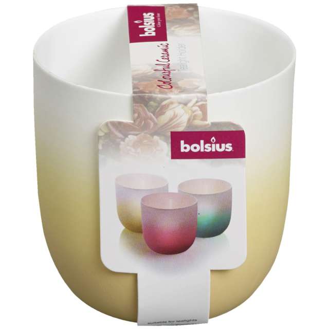Świecznik "Ceramic Tealight", biało-beżowy, Bolsius, 75/70 mm