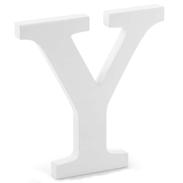 Litera drewniana "Y", biała, Partydeco