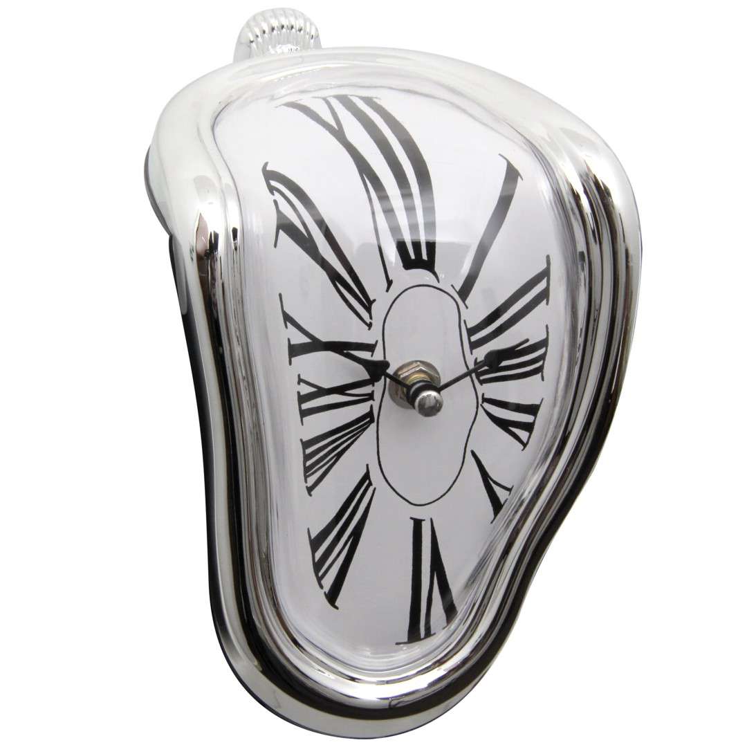 Dekoracja "Cieknący zegar Salvadora Dalí", biały, GadżetMaster, rzymskie cyfry