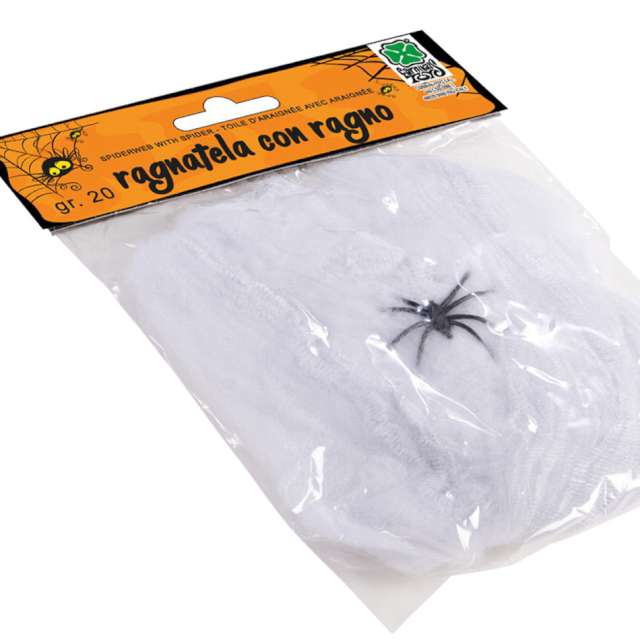Dekoracja Pajęczyna z pająkiem biała Carnival Toys 20 g