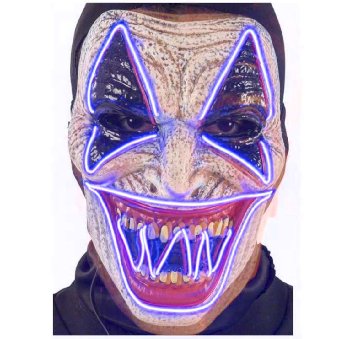 Maska "Klaun Psychopata - LED niebieski", Carnival Toys
