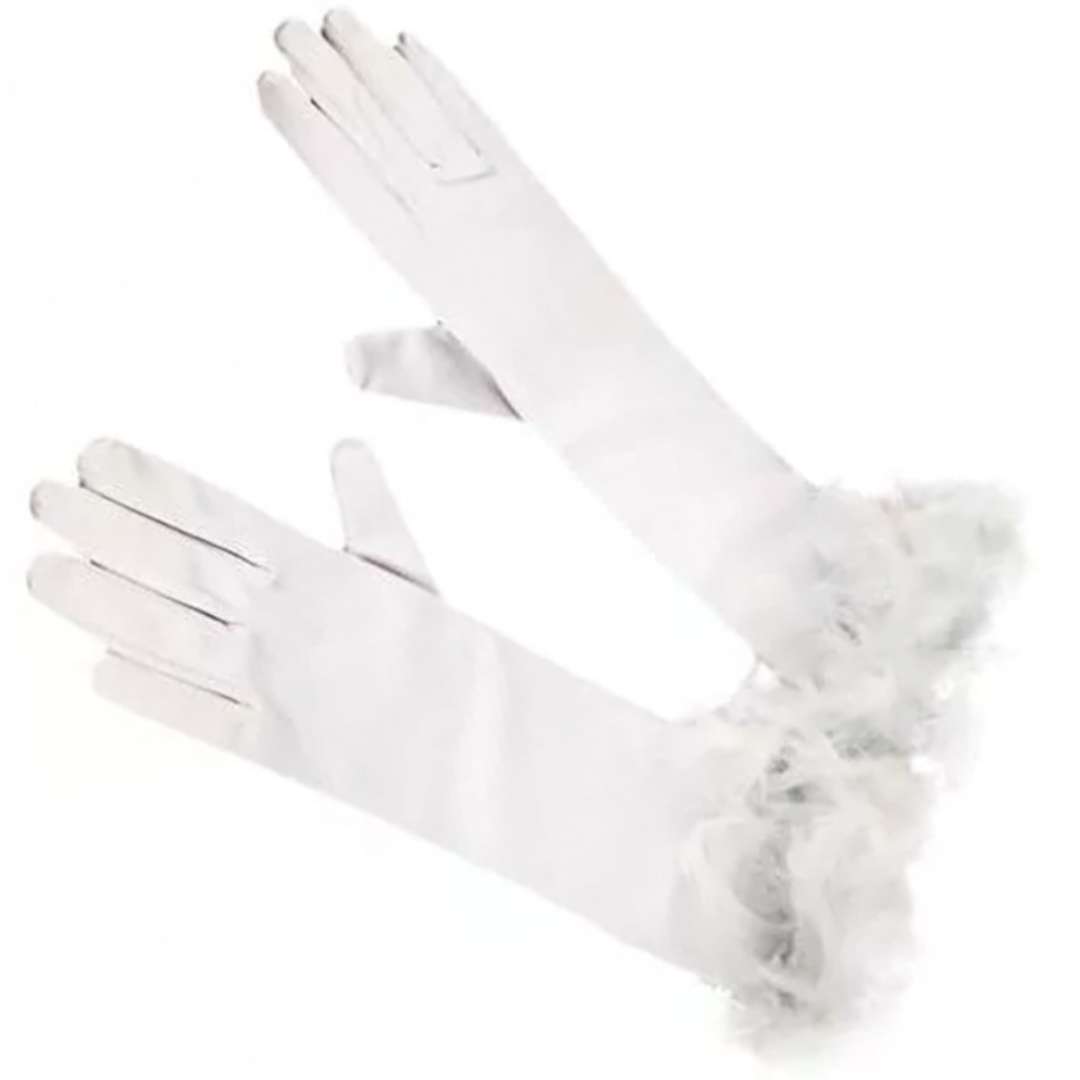 Rękawiczki "Larson z piórami", białe, Carnoval Toys, 40 cm
