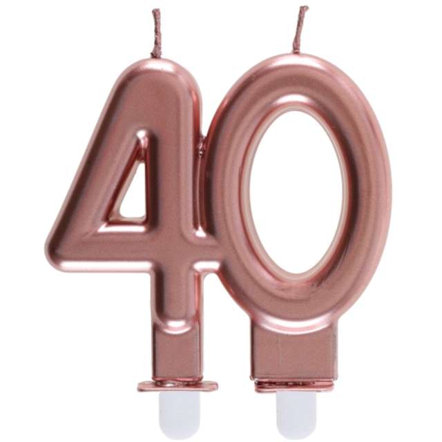 Świeczka na tort "Cyfra 40", różowe złoto, Santex, 9 cm