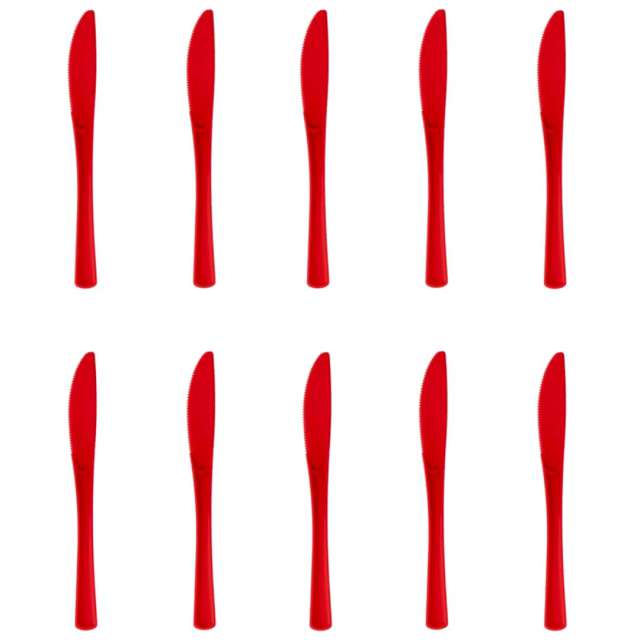 Noże plastikowe "Classic", czerwone, PartyPal, 10 szt