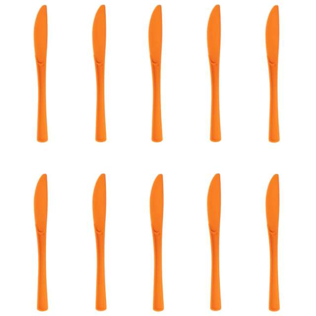 Noże plastikowe "Classic", pomarańczowe, PartyPal, 10 szt